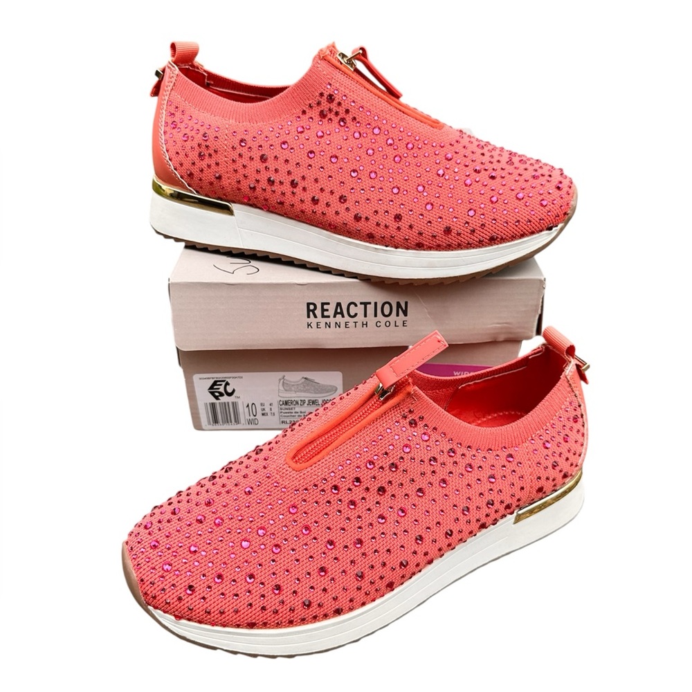 Kenneth Cole Reaction Cameron Zip Jewel Jogger Sneaker Women 10 Wide Sunset